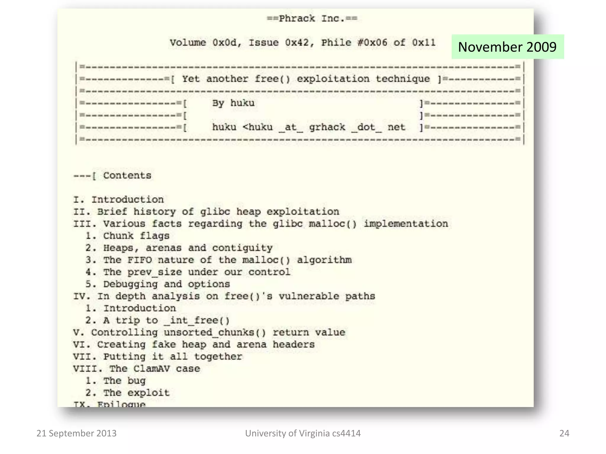 Should we really care?
21 September 2013 University of Virginia cs4414 24
November 2009
 