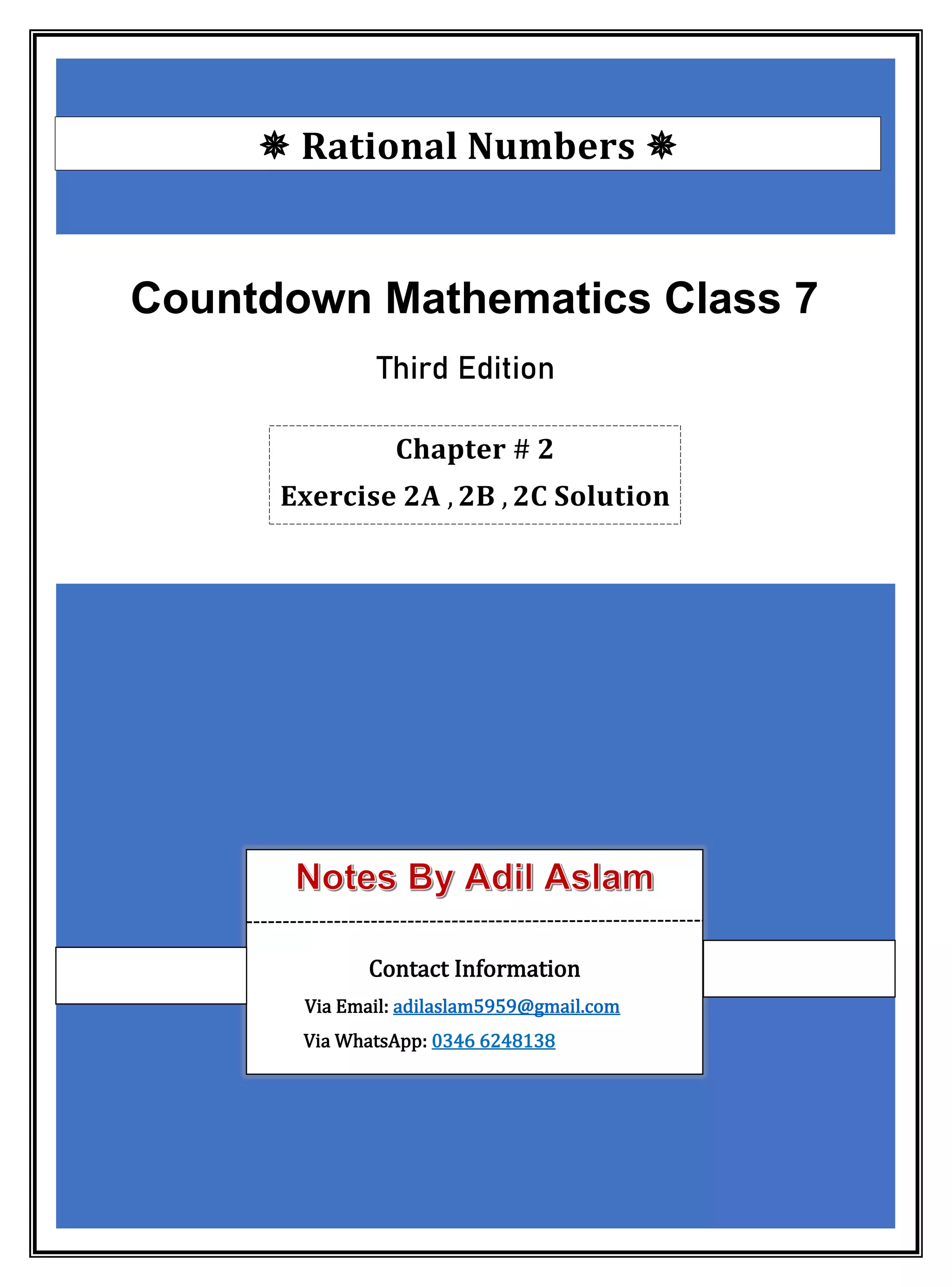 Countdown Maths Class 7 Chapter 2 Solution PDF