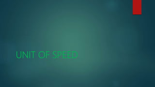 UNIT OF SPEED
 