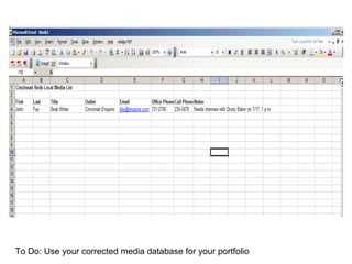 To Do: Use your corrected media database for your portfolio 
