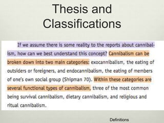 Thesis and 
Classifications 
Definitions 
 