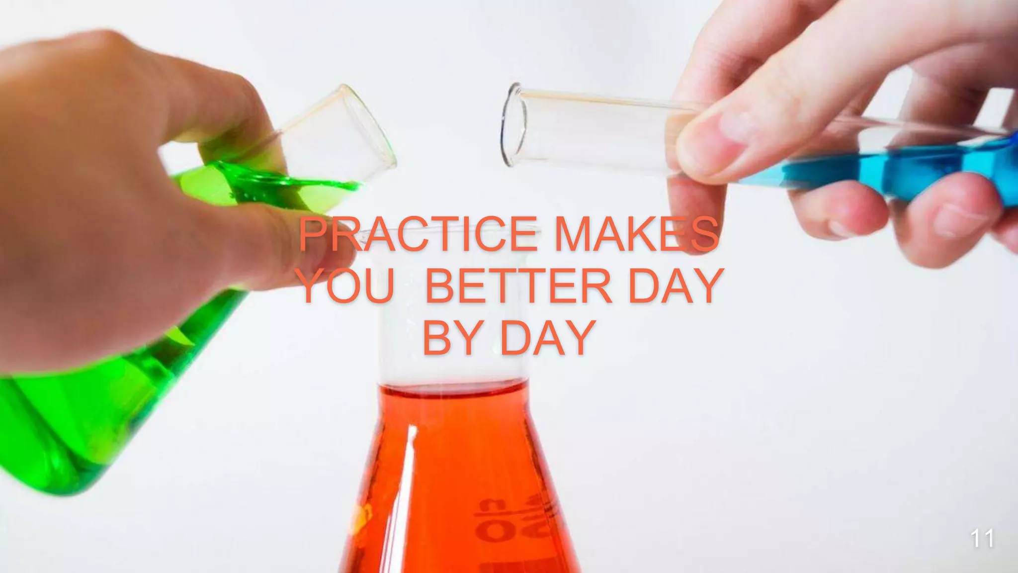 PRACTICE MAKES
YOU BETTER DAY
BY DAY
11
 