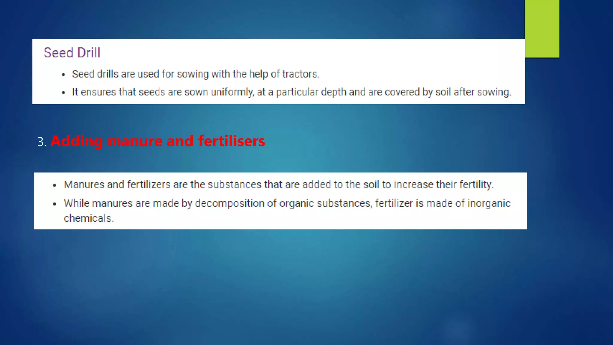 3. Adding manure and fertilisers
 