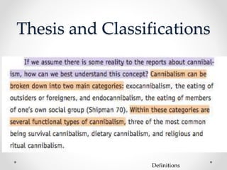 Thesis and Classifications
Definitions
 