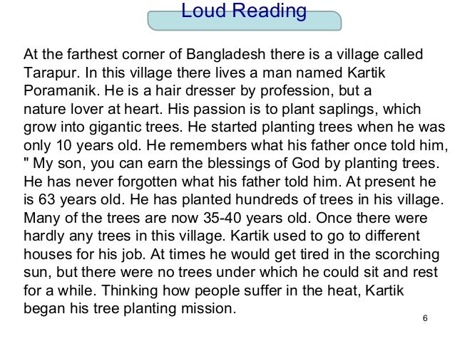 Class 8 English Lesson 4 A Man Who Loves Tree