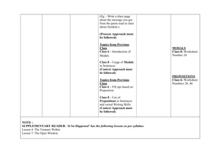 Models Class 8 CLASS 8 ENGLISH SYLLABUS.pdfccdcvbbxvbvbb | PDF