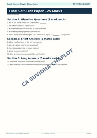 Class 8 Science Chapter 2work Worksheets.pdf Class 8 Science Chapter 2: The Invisible Living World - Cells and ...