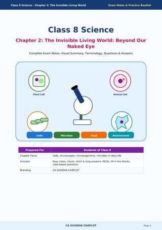 Class 8 Science Chapter 2work Worksheets.pdf Class 8 Science Chapter 2: The Invisible Living World - Cells and ...