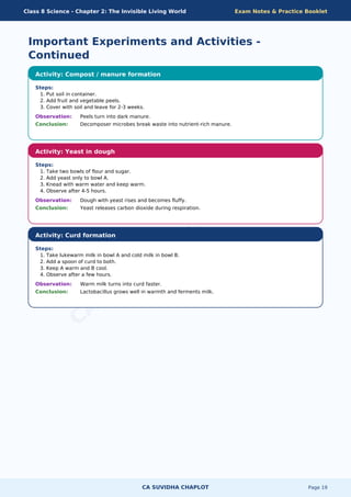 Class 8 Science Chapter 2work Worksheets.pdf Class 8 Science Chapter 2: The Invisible Living World - Cells and ...
