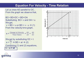 12
Equation For Velocity - Time Relation
 