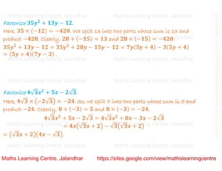 Polynomials Middle Term Class 9_Chapter 2_Polynomials_Lecture 6 (Quadratic trinomials or ...