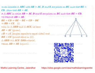 Class 9_Chapter 7_Triangles_Problems based on congruence_Lecture 3