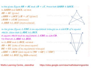 Class 9_Chapter 7_Triangles_Problems based on congruence_Lecture 3