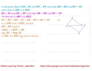 Class 9_Chapter 7_Triangles_Problems based on congruence_Lecture 3