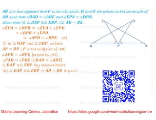 Class 9_Chapter 7_Triangles_Problems based on congruence_Lecture 3