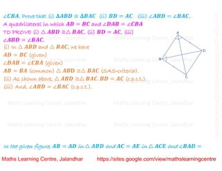 Class 9_Chapter 7_Triangles_Problems based on congruence_Lecture 3
