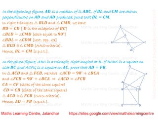 Class 9_Chapter 7_Triangles_Problems based on congruence_Lecture 3
