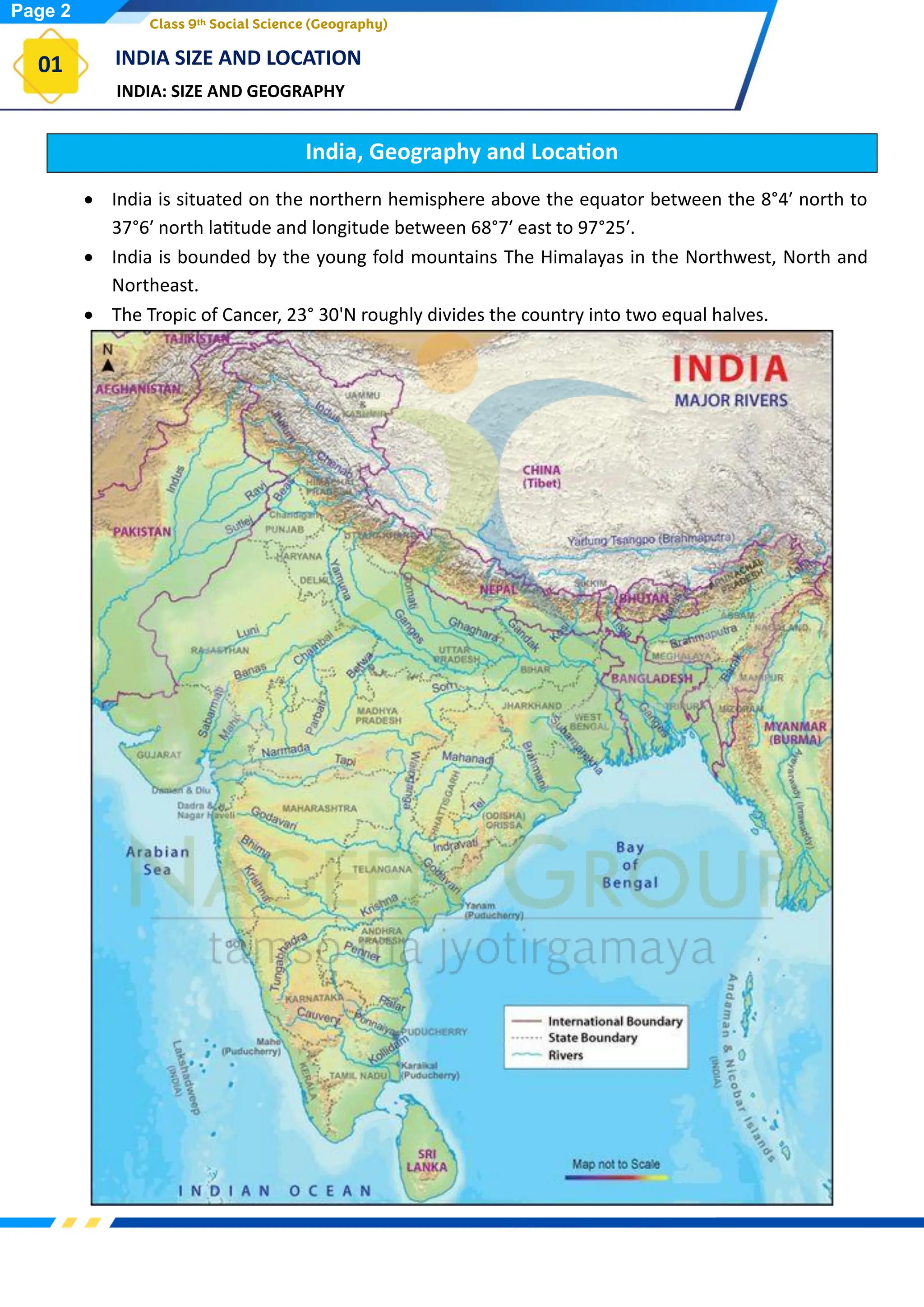 Class 9 Geography Chapter Wise Topic Wise Notes Chapter 1 India Size ...