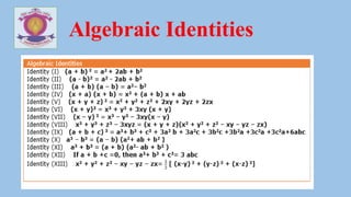 Algebraic Identities
 