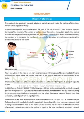 Class 9 Science Chapter Wise Topic Wise Notes Chapter 4 Structure of ...