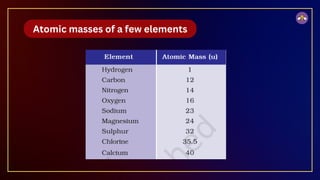 Atomic masses of a few elements
 