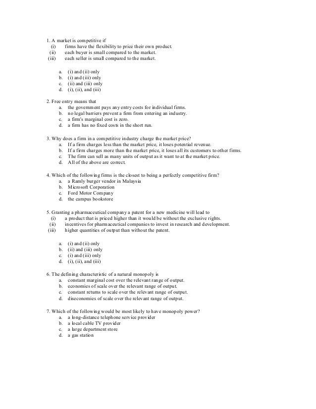 Class Activity Micro Economics