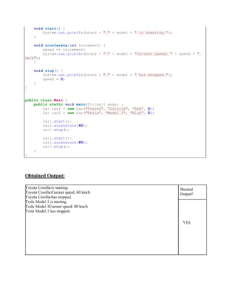 Class And Object- Java Object Oriented Programming Lab Report | PDF