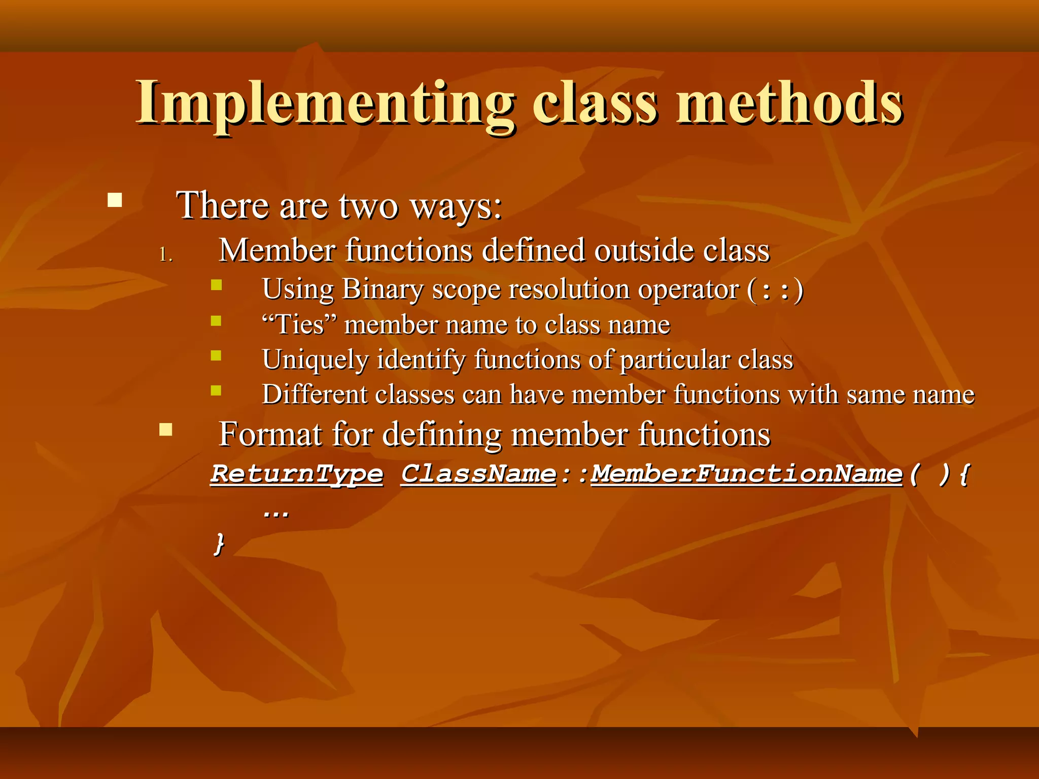 Class and object in C++ | PPT | Programming Languages | Computing