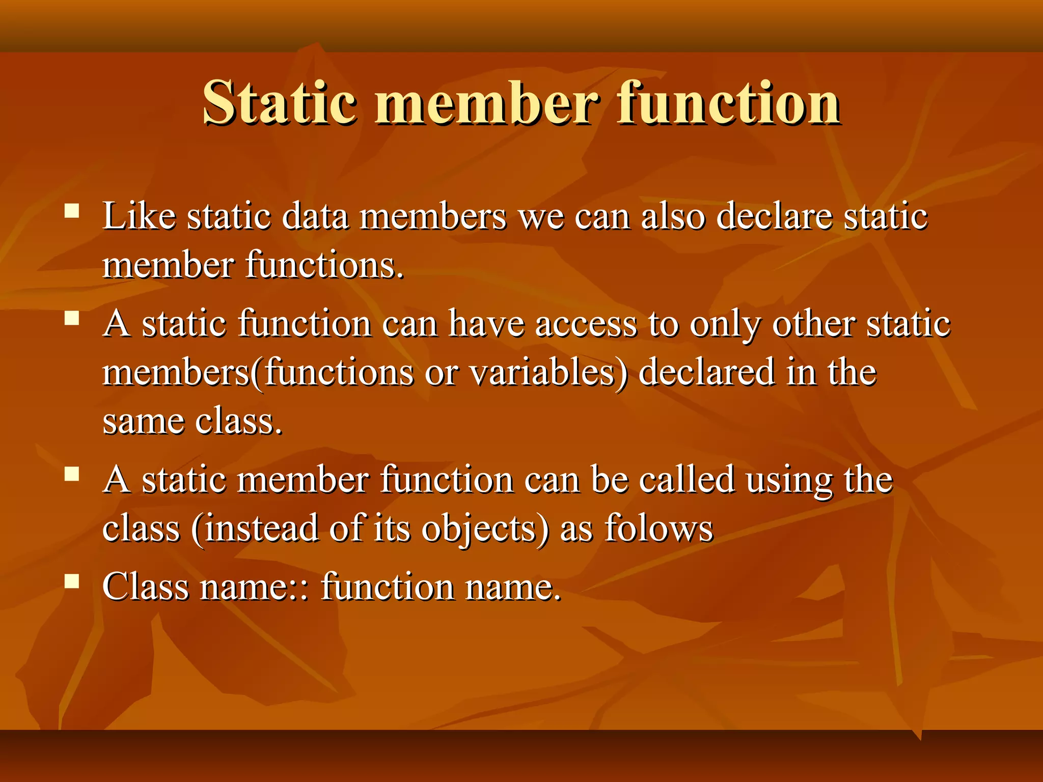 Class and object in C++ | PPT | Programming Languages | Computing