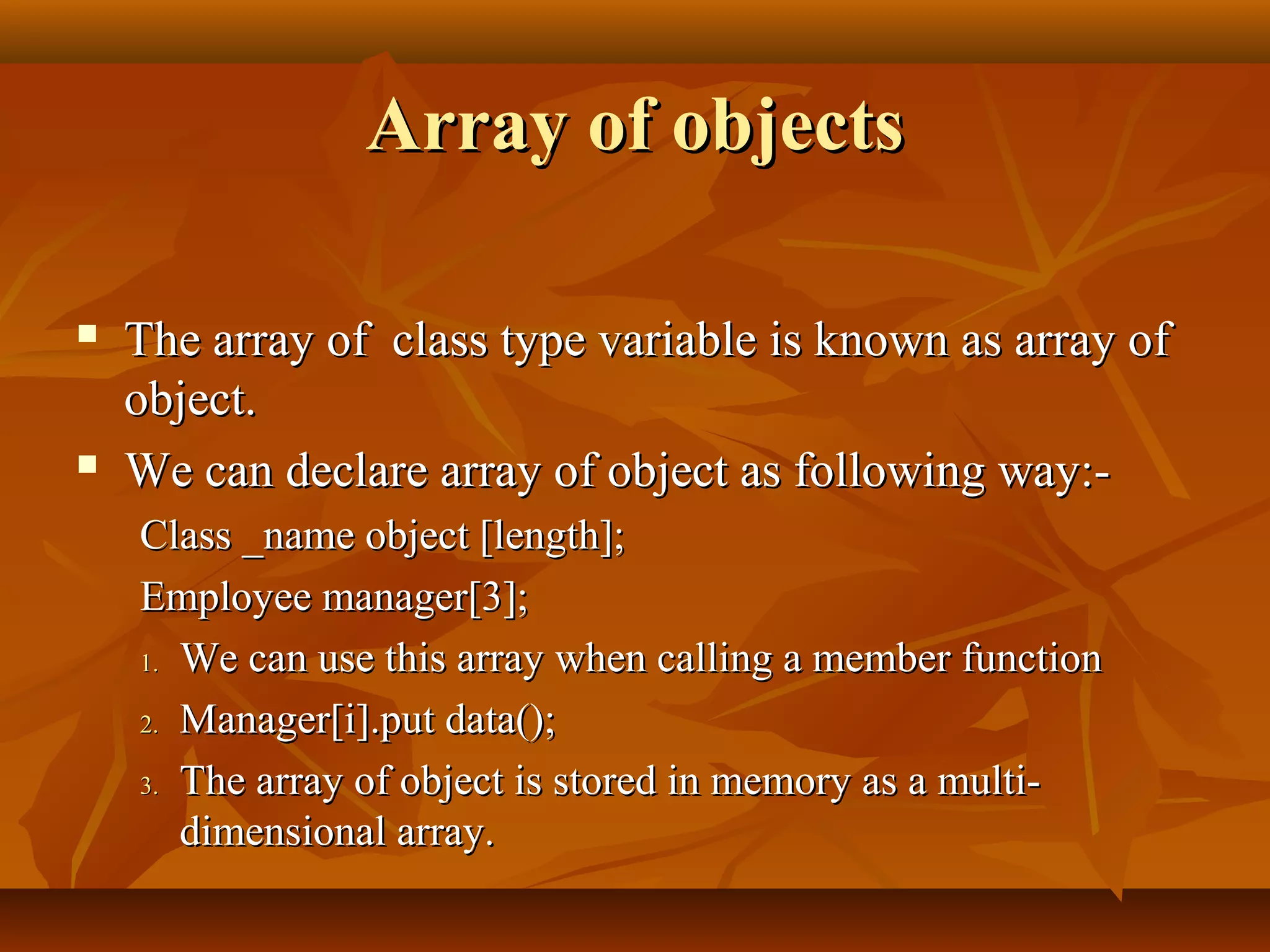 Class and object in C++ | PPT | Programming Languages | Computing