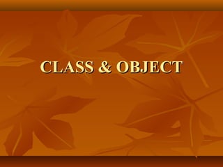 CLASS & OBJECTCLASS & OBJECT
 