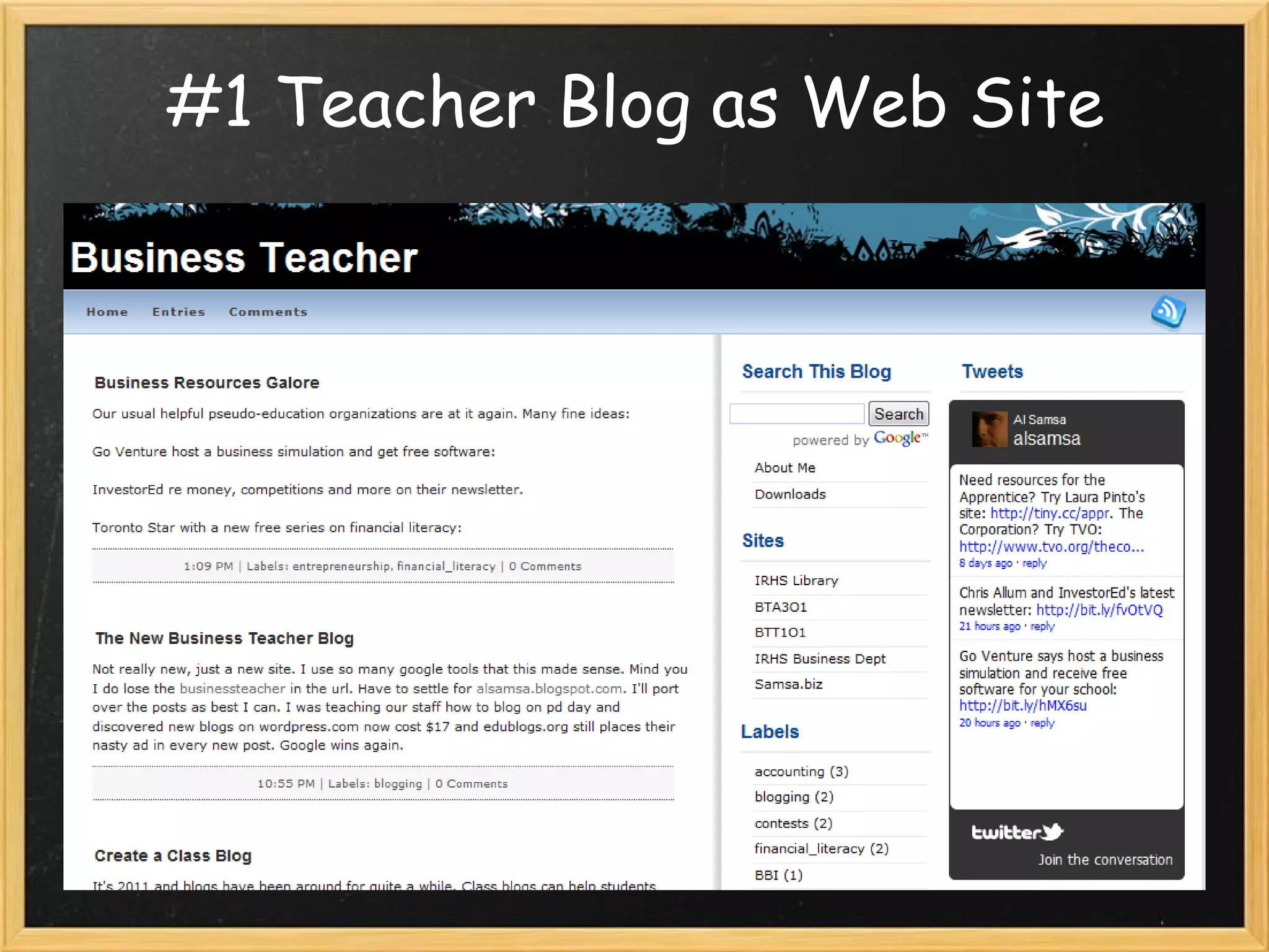 #1 Teacher Blog as Web Site