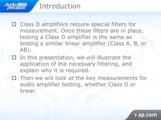 Class d and linear power amplifier testing | PPTX