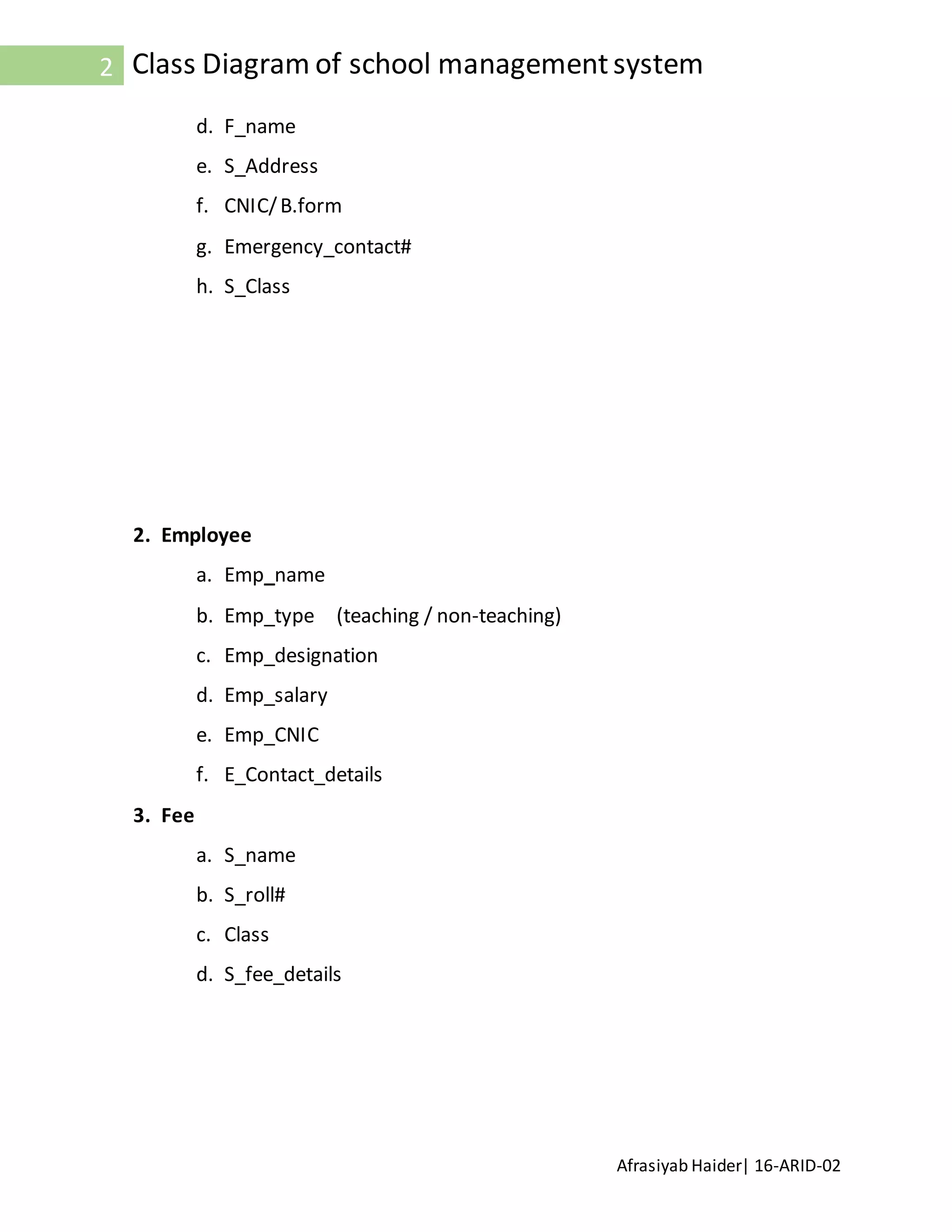 Class diagram of school management system (OOP) | DOCX