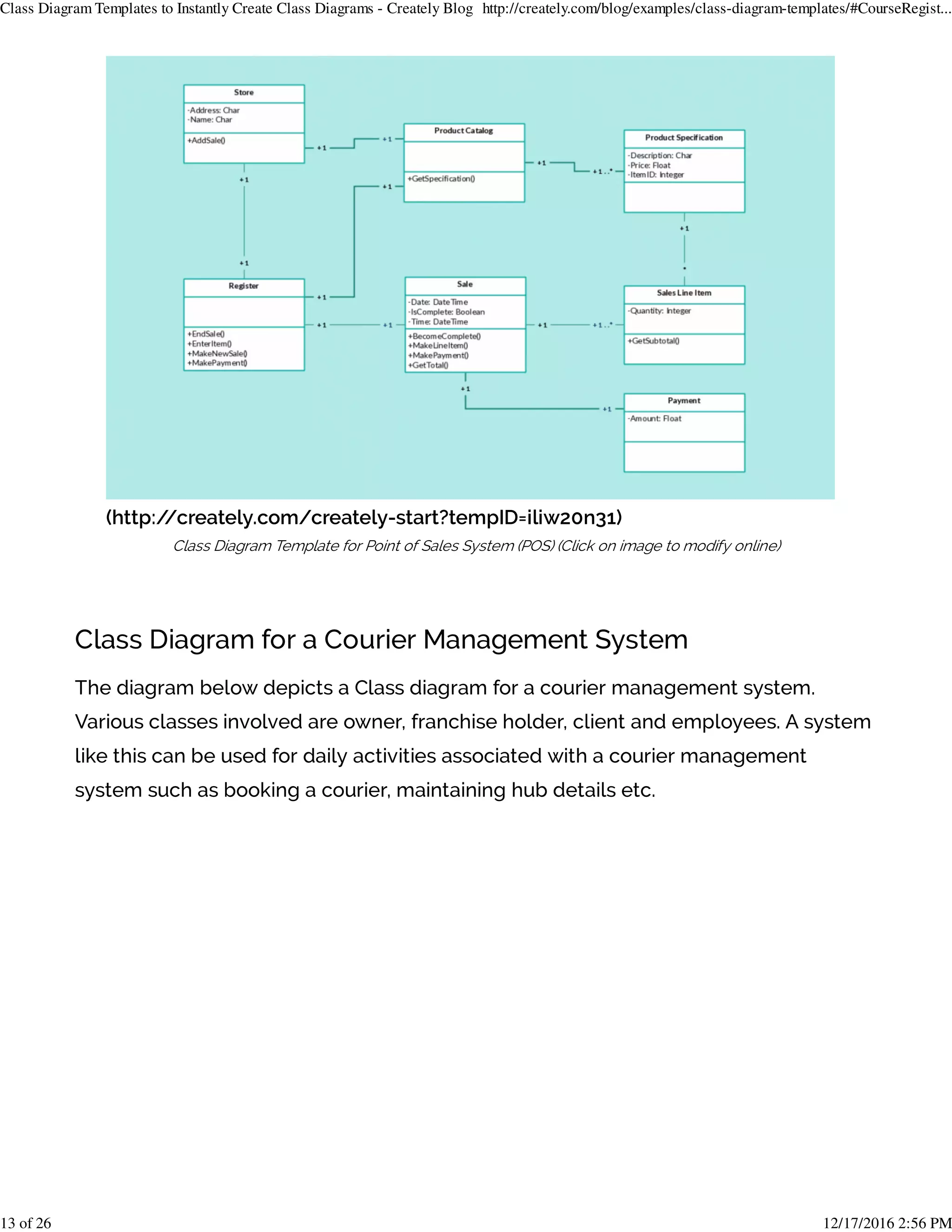 Class diagram templates to instantly create class diagrams creately ...