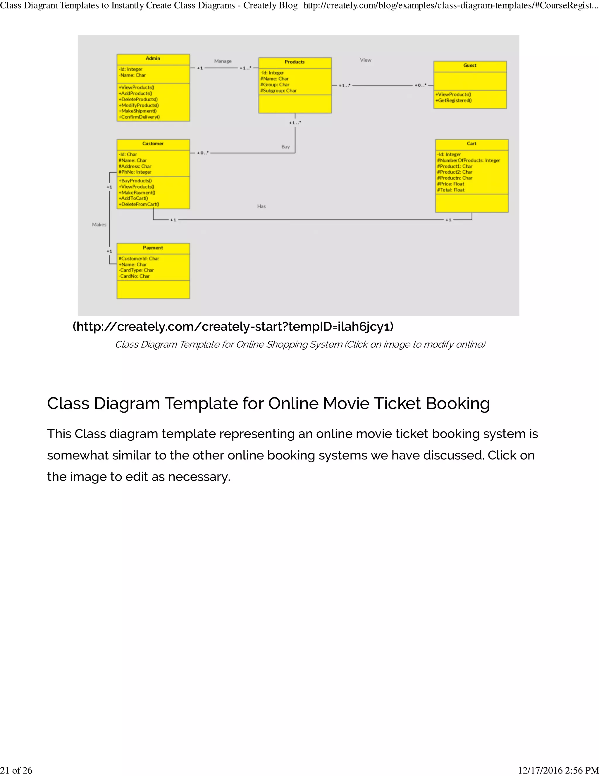 Class diagram templates to instantly create class diagrams creately ...
