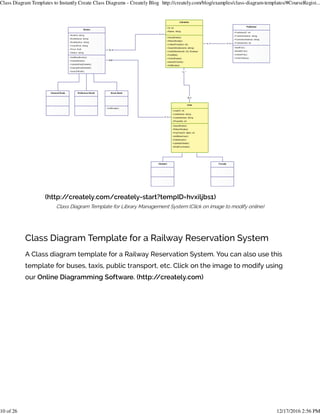Class diagram templates to instantly create class diagrams creately ...