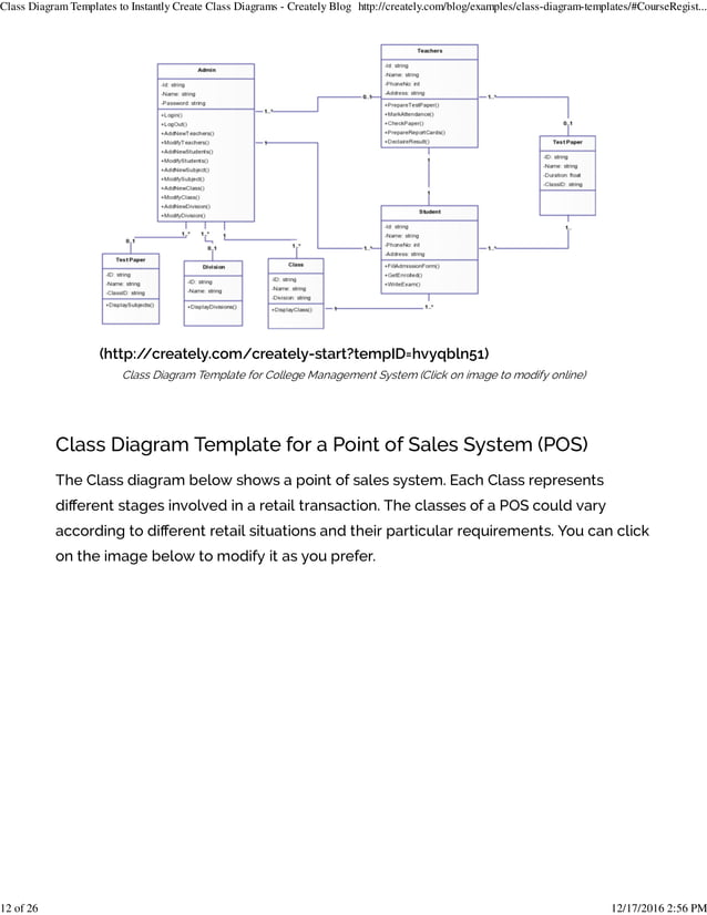 Class diagram templates to instantly create class diagrams creately ...