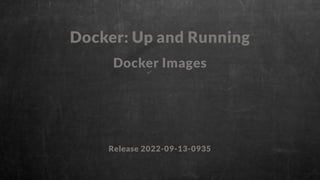 Docker: Up and Running
Docker Images
Release 2022-09-13-0935
 