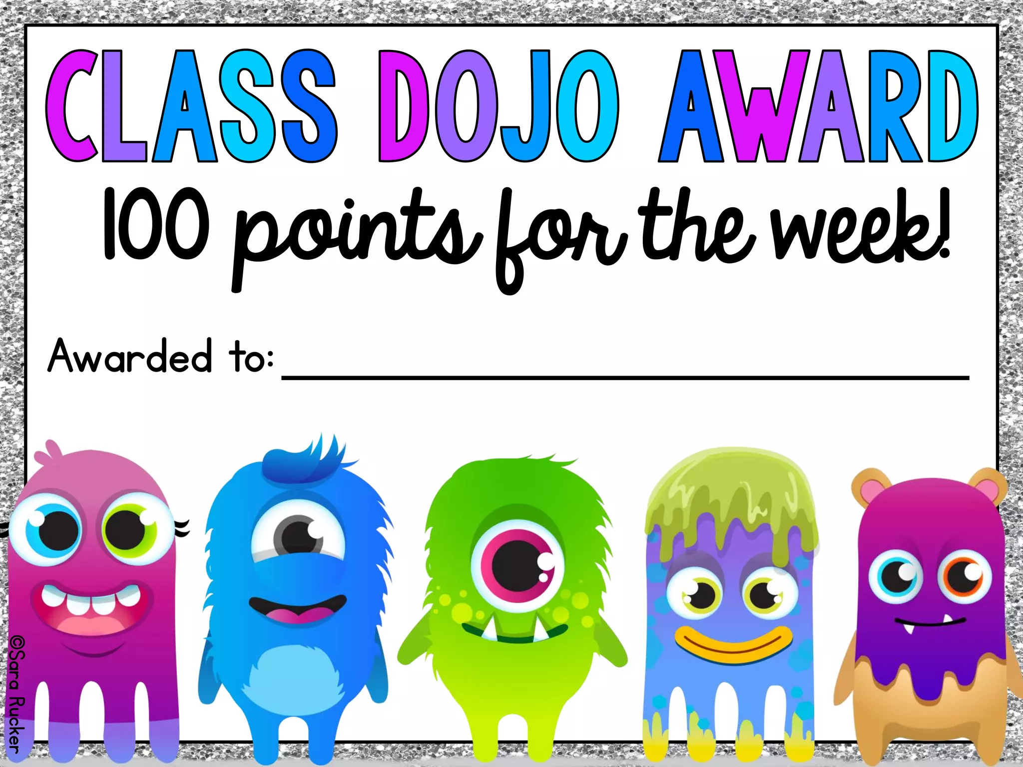 100 points for the week!
Awarded to:
©SaraRucker
 