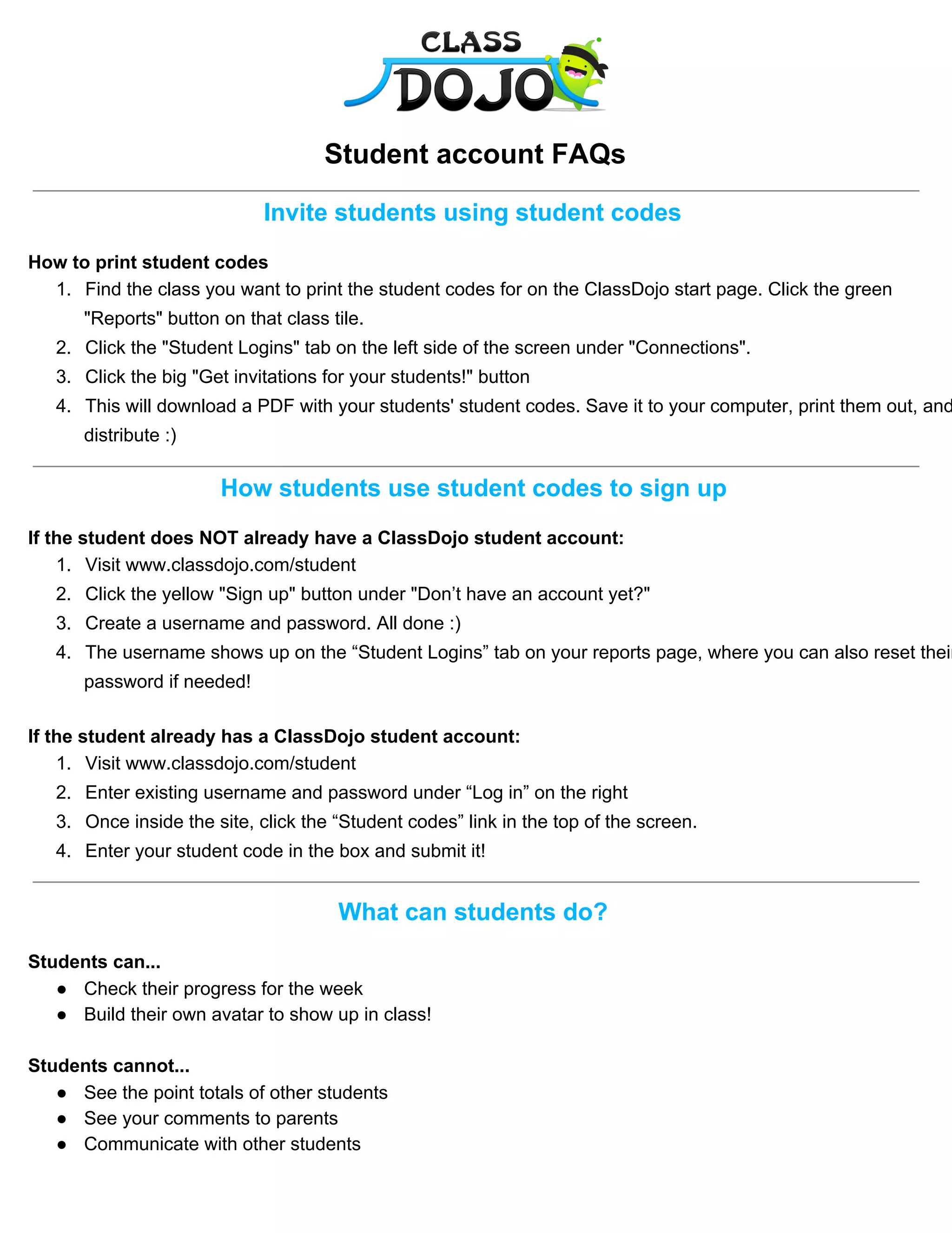 Class Dojo Student