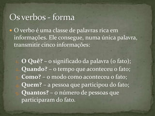 Classe de palavras verbos | PPTX