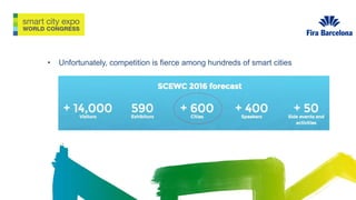 • Unfortunately, competition is fierce among hundreds of smart cities
 