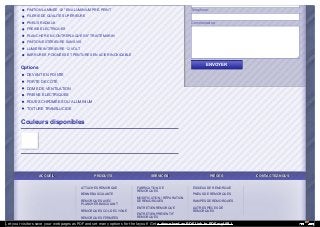 FINITION LAMINÉE 1/2" EN ALUMINIUM PRÉ-PEINT 
FILERIE DE QUALITÉ SUPÉRIEURE 
PNEUS RADIAUX 
FREINS ÉLECTRIQUES 
PLANCHER EN CONTREPLAQUÉ 5/8" TRAITÉ MARIN 
FINITION EXTÉRIEURE SANS VIS 
LUMIÈRE INTÉRIEURE 12 VOLT 
BARRURES, POIGNÉES ET PENTURES EN ACIER INOXIDABLE 
Options 
DEVANT EN POINTE 
PORTE DE CÔTÉ 
DOME DE VENTILATION 
FREINS ÉLECTRIQUES 
ROUES CHROMÉES OU ALUMINIUM 
TOITURE TRANSLUCIDE 
Couleurs disponibles 
Telephone: 
Commentaires: 
ENVOYER 
AACCCCUUEEIILL PPRROODDUUIITTSS SSEERRVVIICCEESS PPIIÈÈCCEESS CCOONNTTAACCTTEEZZ--NNOOUUSS 
ATTACHES REMORQUE 
BENNE BASCULANTE 
REMORQUES AVEC 
PLANCHER BASCULANT 
REMORQUES COL DE CYGNE 
REMORQUES FERMÉES 
FABRICATION DE 
REMORQUES 
MODIFICATION / RÉPARATION 
DE REMORQUES 
ENTRETIEN REMORQUE 
ENTRETIEN PRÉVENTIF 
REMORQUES 
ESSIEUX DE REMORQUE 
PNEUS DE REMORQUES 
RAMPES DE REMORQUES 
AUTRES PIECES DE 
REMORQUES 
Let your visitors save your web pages as PDF and set many options for the layout! Get a download as PDF link to PDFmyURL! 
 