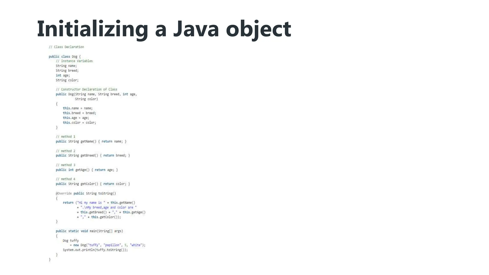 Initializing a Java object
 