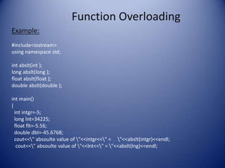 Classes function overloading | PPT
