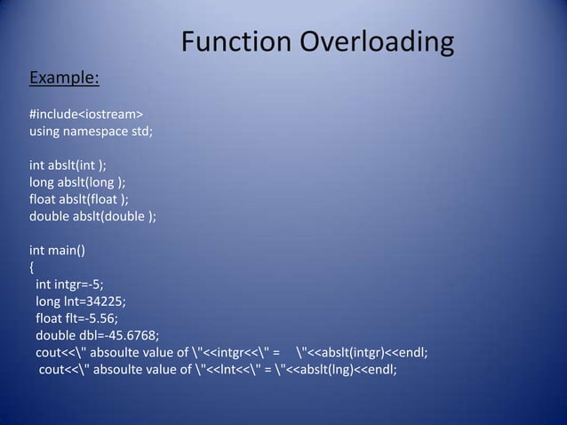 Classes function overloading | PPT