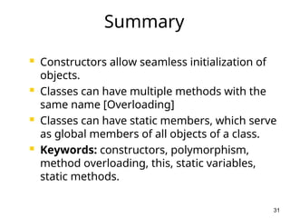 Comprehensive Guide to Java Classes, Objects, Constructors, and Static ...