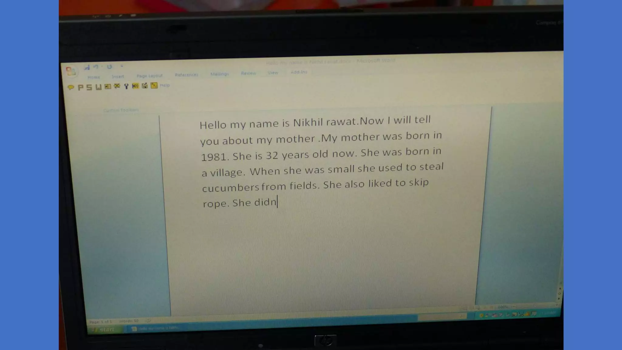 Classes 6 and 7 writing