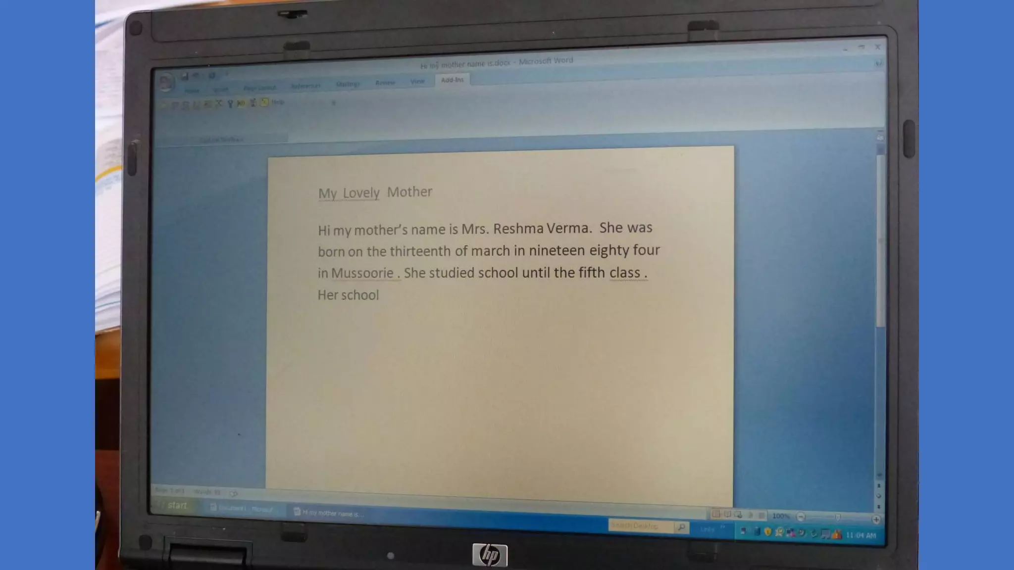 Classes 6 and 7 writing